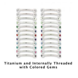 Curved Barbell – Titanium - Internally Threaded - with Colored Gem