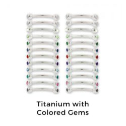 Curved barbell – Titanium – Externally Threaded – with colored gems