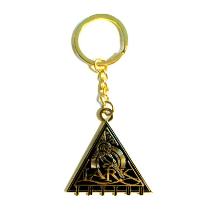 $12.00: KEYCHAIN - Gold - Lark Tattoo Triangle Logo Keychain