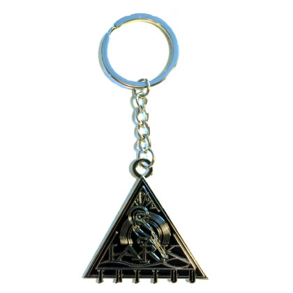 $12.00: KEYCHAIN – SILVER – LARK TATTOO TRIANGLE LOGO KEYCHAIN