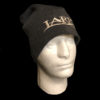 $20.00: Lark Fancy Lettering on Slouch Beanie Cap - Colors: white embroidery on charcoal colored hat - Image 3
