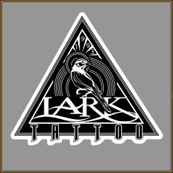 $2.00: 4 inch STICKER - Lark Tattoo Triangle Logo Die-Cut Sticker
