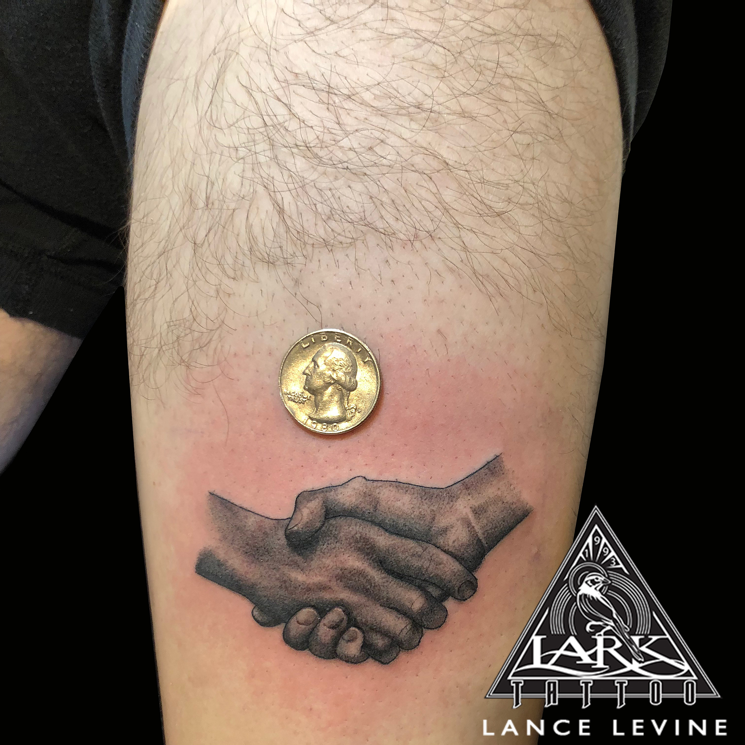 #bng #bngtattoo #blackandgraytattoo #blackandgreytattoo #bnginksociety #realistic #realistictattoo #realism #realismtattoo #handshake #handshaketattoo #handtattoo #legtattoo #thightattoo #tattoo #tattoos #tat #tats #tatts #tatted #tattedup #tattoist #tattooed #inked #inkedup #ink #tattoooftheday #amazingink #bodyart #tattooig #tattoosofinstagram #instatats #larktattoo #larktattoos #larktattoowestbury #westbury #longisland #NY #NewYork #usa #art #lance #levine #lancelevine