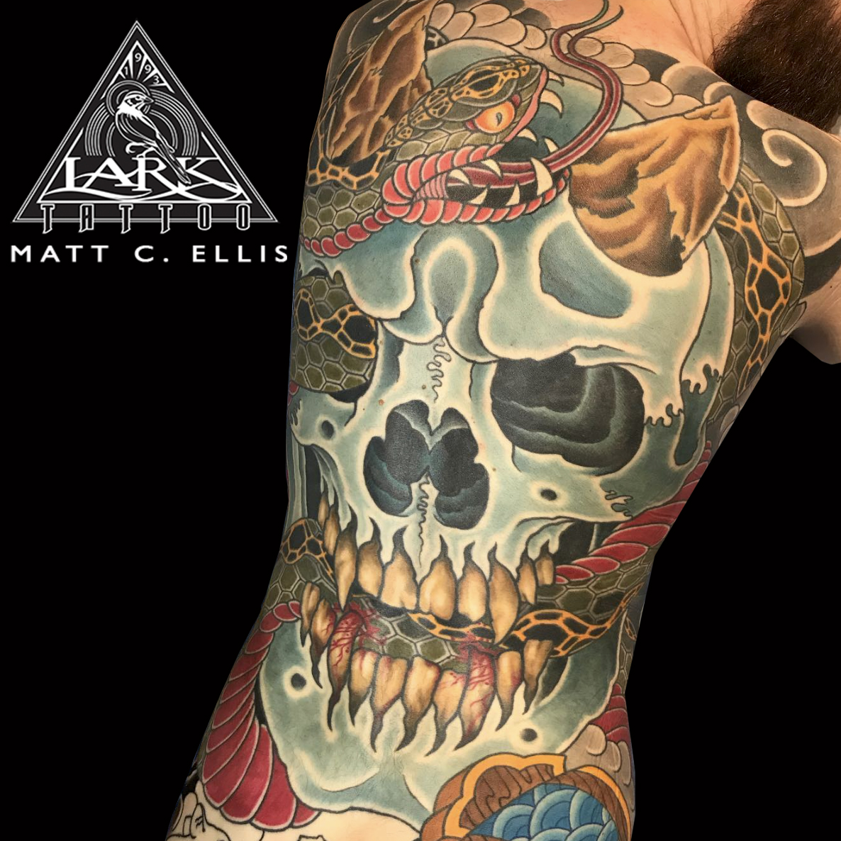 colortattoo, Japanese, Japanesetattoo, Japaneseskull, Japaneseskulltattoo, Japanesesnake, Japanesesnaketattoo, demon, demontattoo, backtattoo, fullbacktattoo, backpiecetattoo, tattoo, tattoos, tat, tats, tatts, tatted, tattedup, tattoist, tattooed, inked, inkedup, ink, tattoooftheday, amazingink, bodyart, tattooig, tattoosofinstagram, instatats , larktattoo, larktattoos, larktattoowestbury, westbury, longisland, NY, NewYork, usa, art, matt, ellis, mattellis, mattcellis