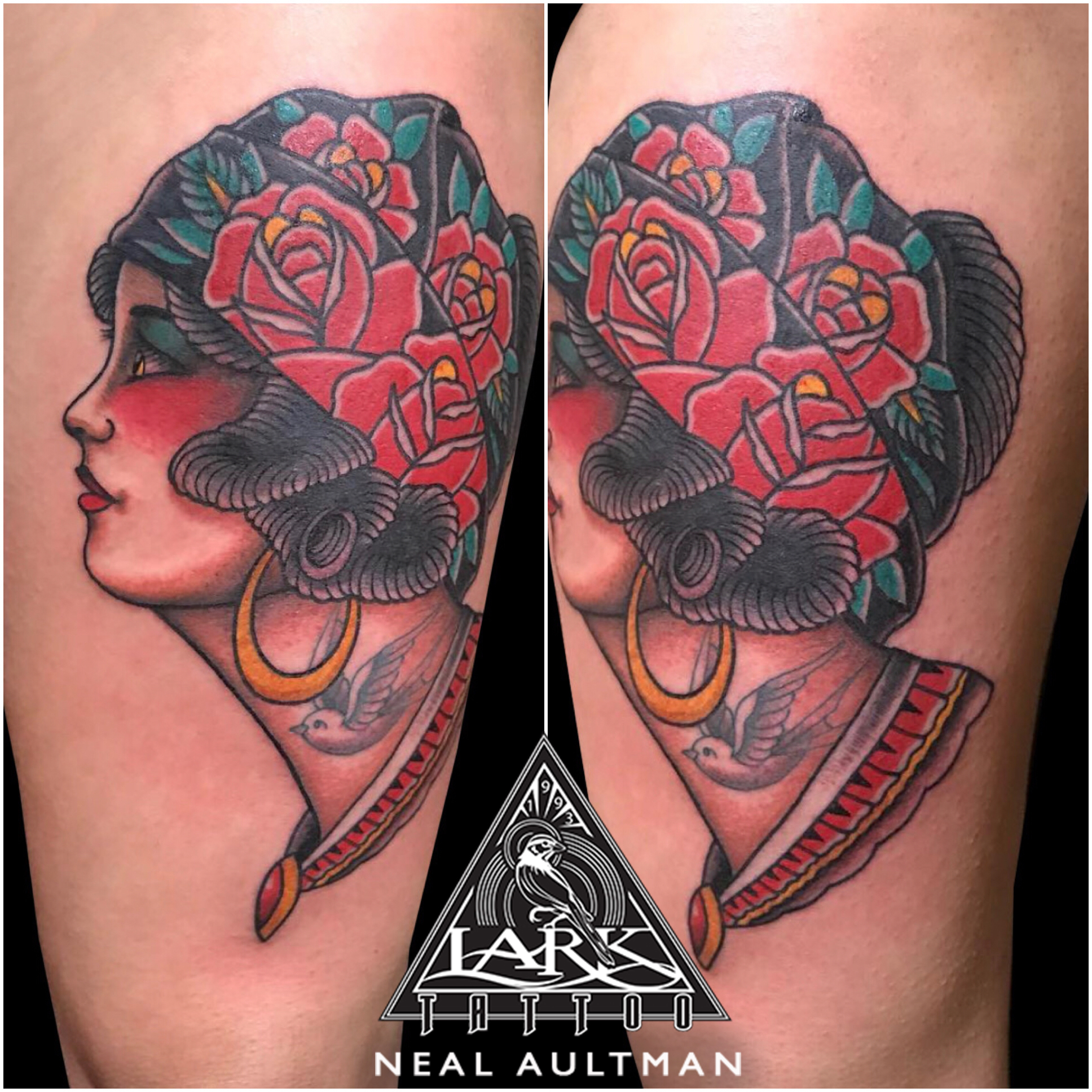 #traditional #traditionaltattoo #colortattoo #ladyhead #ladyheadtattoo #rosetattoo #rose #roses #tattoowithtattoo #swallow #swallowtattoo #tattoo #tattoos #tat #tats #tatts #tatted #tattedup #tattoist #tattooed #inked #inkedup #ink #tattoooftheday #amazingink #bodyart #tattooig #tattoosofinstagram #instatats #larktattoo #larktattoos #larktattoowestbury #westbury #longisland #NY #NewYork #usa #art #neal #aultman #nealaultman