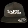$25.00: Lark Fancy Lettering on Snapback Baseball Cap - Colors: white embroidery on black colored hat - Image 2