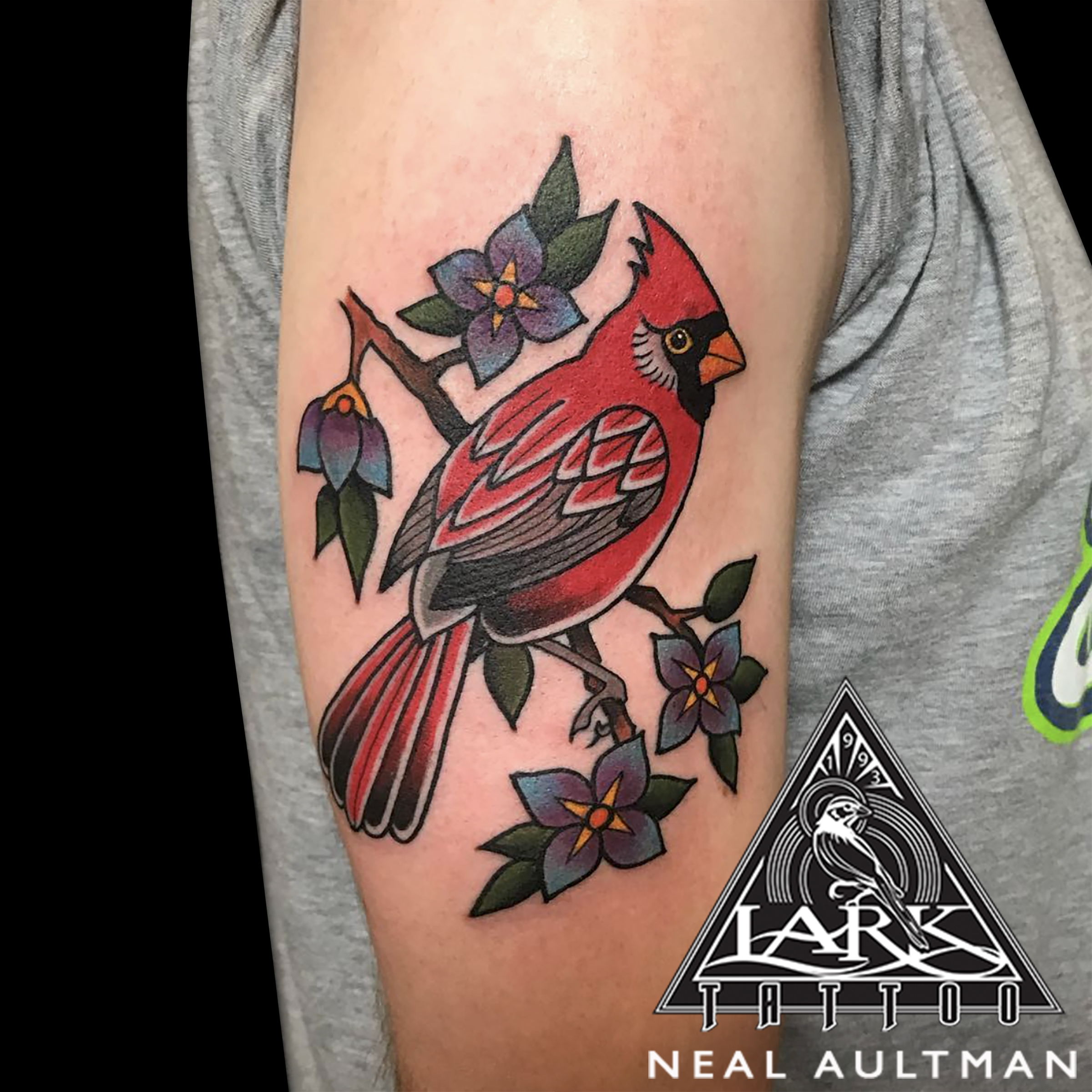 color, colortattoo, bird, birdtattoo, traditional, traditionaltattoo, cardinal, cardinaltattoo, cardinalbird, traditionalcardinal, traditionalcardinaltattoo, tattoo, tattoos, tat, tats, tatts, tatted, tattedup, tattoist, tattooed, inked, inkedup, ink, tattoooftheday, amazingink, bodyart, tattooig, tattoosofinstagram, instatats , larktattoo, larktattoos, larktattoowestbury, westbury, longisland, NY, NewYork, usa, art, neal, aultman, nealaultman