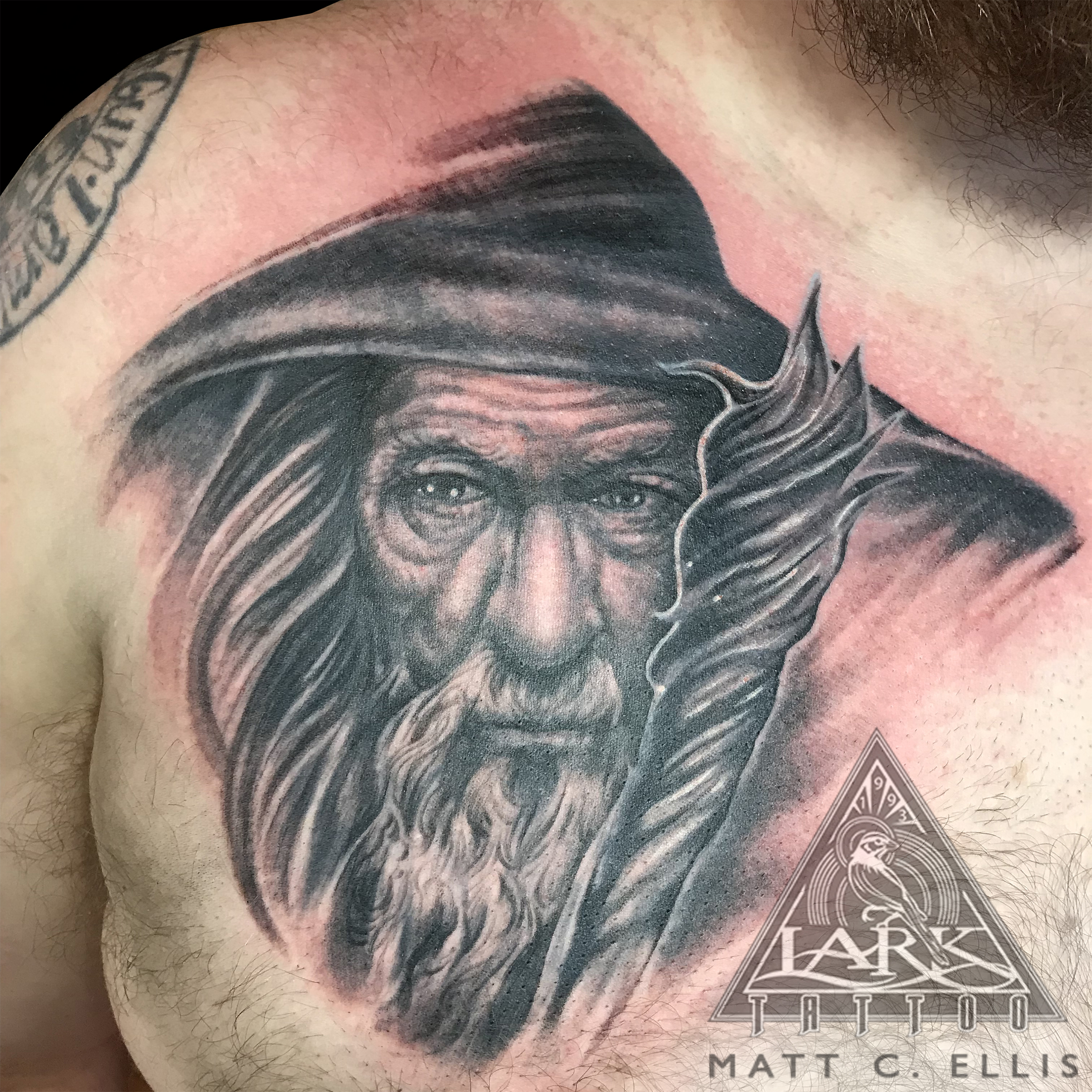 #Gandalf #GandalfTattoo #Hobbit #HobbitTattoo #TheLordOfTheRings #TheLordOfTheRingsTattoo #FellowshipOfTheRing #FellowshipOfTheRingTattoo #Wizard #WizardTattoo #Tolkien #TolkienTattoo #JRRTolkien #JRRTolkienTattoo #Tattoo #Tattoos #BNG #BNGTattoo #PortaitTattoo #Realistic #RealisticTattoo #LarkTattoo #tat #tats #tatts #tatted #tattedup #tattoist #tattooed #inked #inkedup #ink #tattoooftheday #amazingink #bodyart #tattooig #tattoosofinstagram #instatats #larktattoos #larktattoowestbury #westbury #longisland #NY #NewYork #usa #art