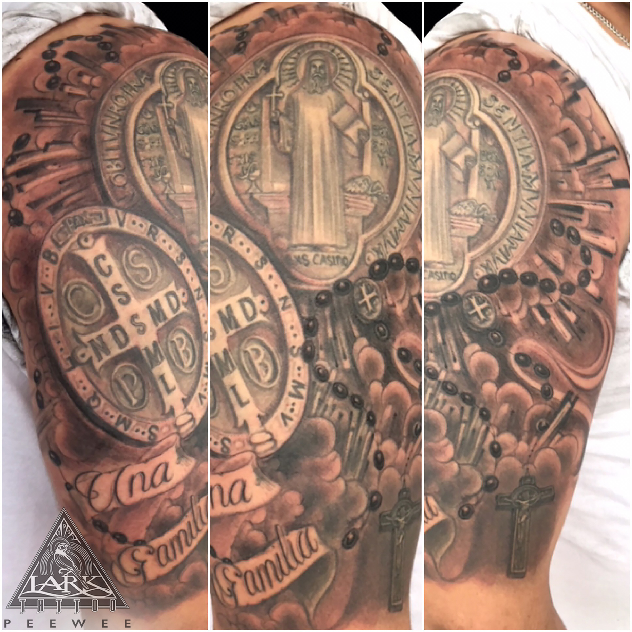 #bng #bngtattoo #blackandgraytattoo #blackandgreytattoo #religious #religioustattoo #rosary #rosarytattoo #halfsleeve #halfsleevetattoo #letteringtattoo #crosstattoo #tattoo #tattoos #tat #tats #tatts #tatted #tattedup #tattoist #tattooed #inked #inkedup #ink #tattoooftheday #amazingink #bodyart #larktattoo #larktattoos #larktattoowestbury #westbury #longisland #NY #NewYork #usa #art