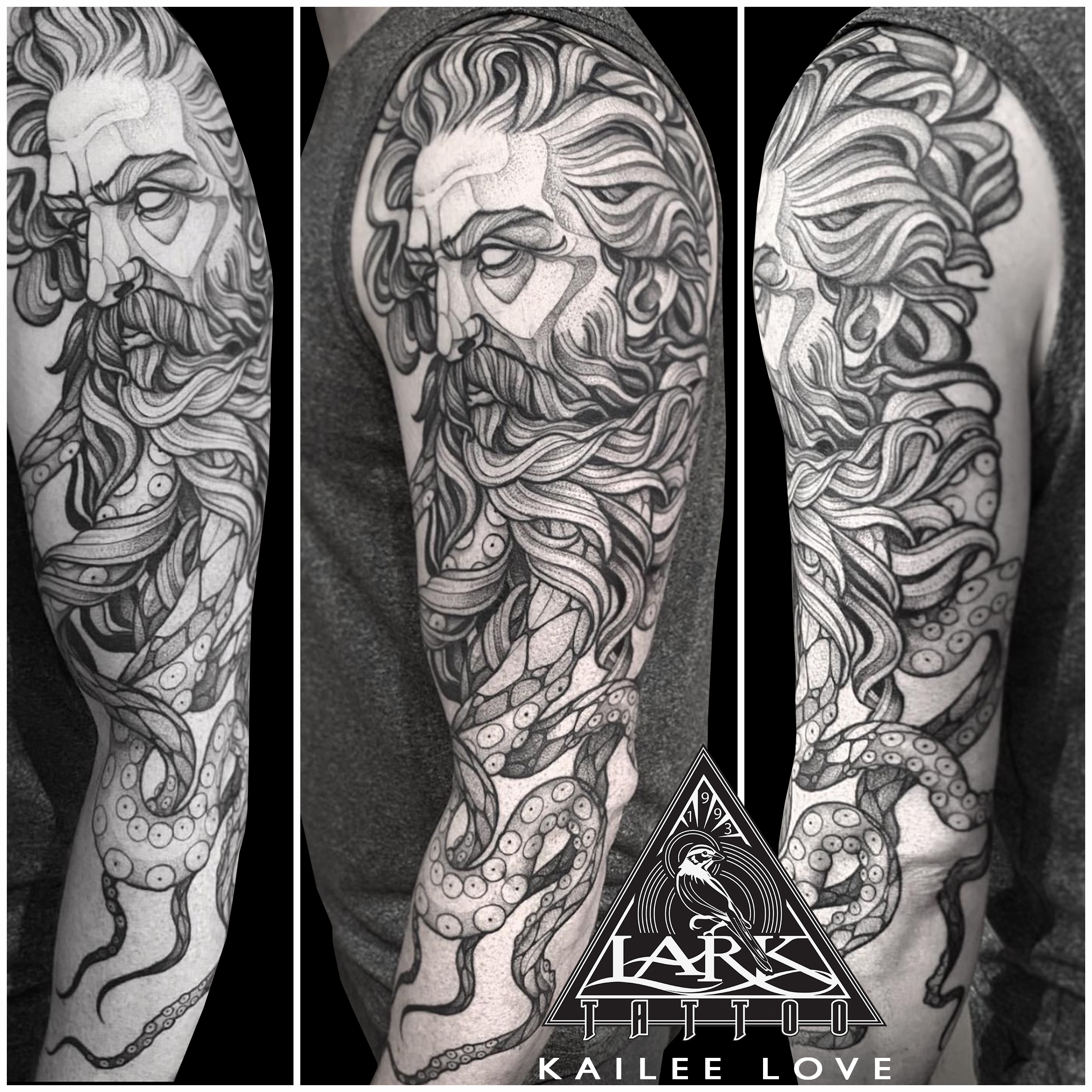 My Zeus Artemis and Poseidon tattoos done by Raven Juliet at Riverwest  Tattoo Company in Milwaukee WI  rtattoos