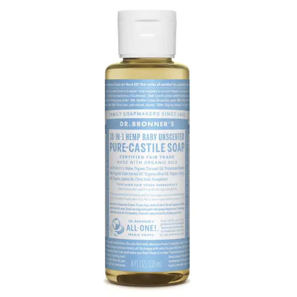Sale 8.00 Dr. Bronner's PureCastile Liquid Soap, Baby Unscented, 4
