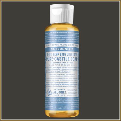 $8.00: Dr. Bronner's Pure-Castile Liquid Soap, Baby Unscented, 4 ounce.