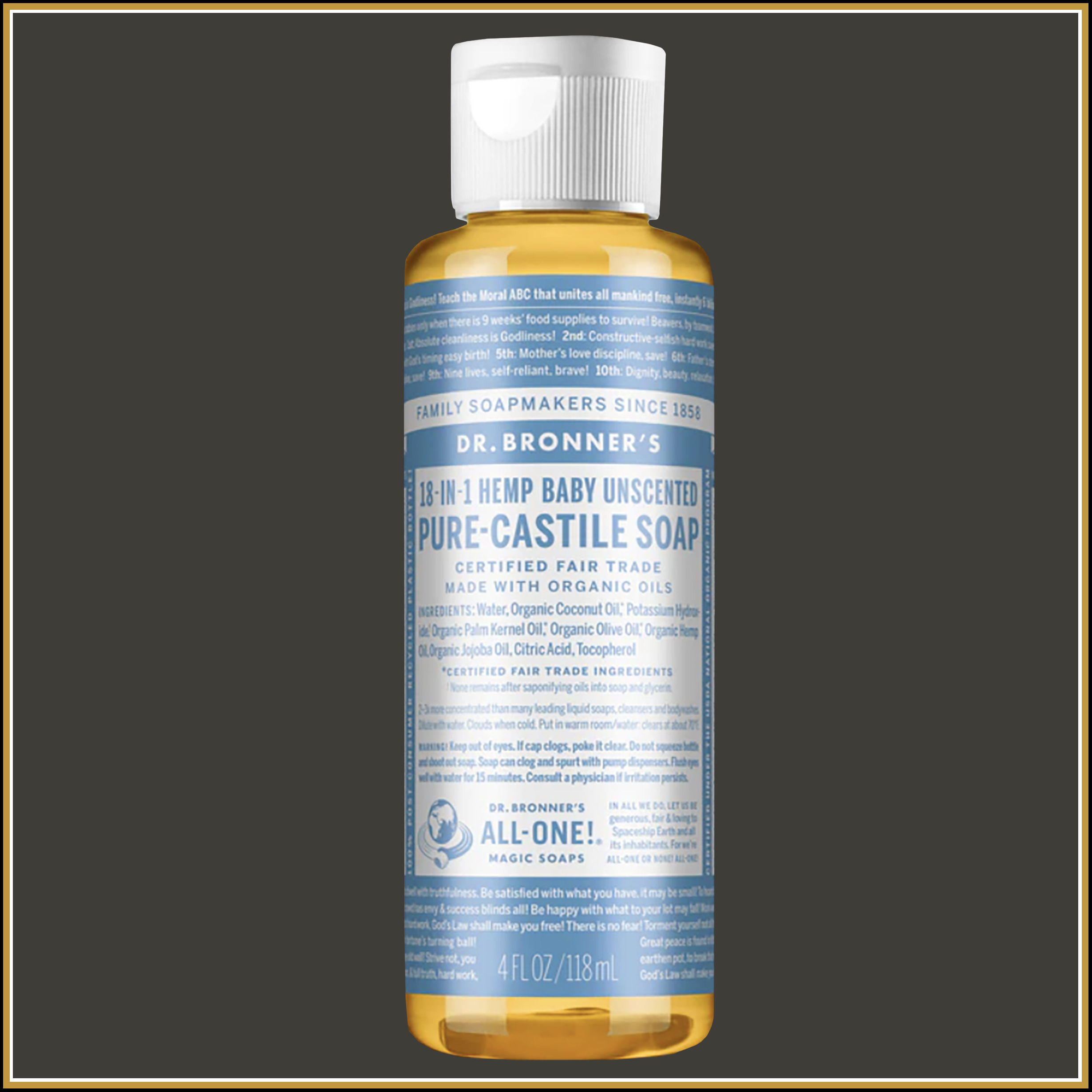 $8.00: Dr. Bronner's Pure-Castile Liquid Soap, Baby Unscented, 4 ounce. - 