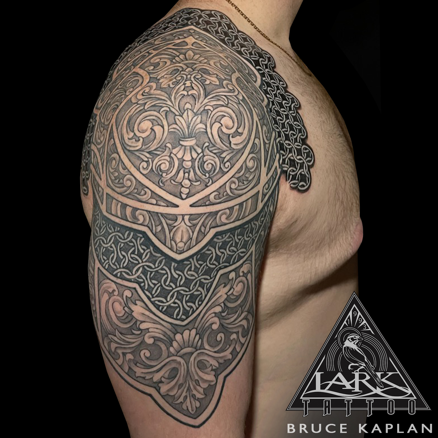 #LarkTattoo #BruceKaplan #BruceKaplanLarkTattoo #Tattoo #Scrollwork #ScrollworkTattoo #Armor #ArmorTattoo #ShoulderTattoo #HalfSleeveTattoo #Chainmail #ChainmailTattoo #BlackAndGray #BlackAndGrayTattoo #BlackAndGrey #BlackAndGreyTattoo #BNG #BNGTattoo #BNGInkSociety #Tattoos #TattooArtist #Tattoist #Tattooer #LongIslandTattooArtist #LongIslandTattooer #LongIslandTattoo #TattooOfTheDay #Tat #Tats #Tatts #Tatted #Inked #Ink #TattooInk #AmazingInk #AmazingTattoo #BodyArt #LarkTattooWestbury #Westbury #LongIsland #NY #NewYork #USA #Art #Tattedup #InkedUp #LarkTattoos