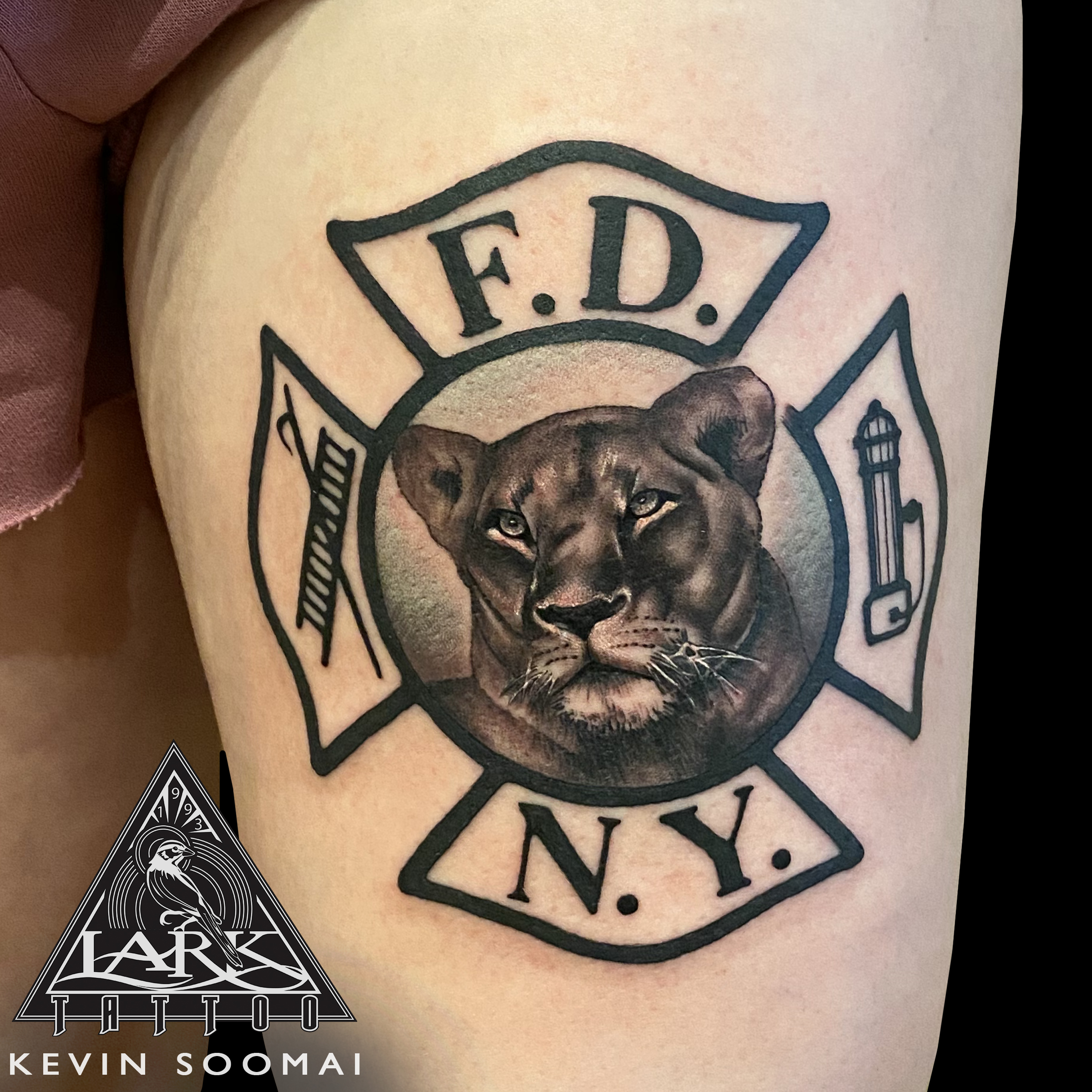 LarkTattoo, KevinSoomai, KevinSoomaiLarkTattoo, Tattoo, Tattoos, FDNY, FDNYTattoo, Firefighter, FirefighterTattoo, FireDepartment, FireDepartmentTattoo, NYC, NYCTattoo, FirstResponders, FirstRespondersTattoo, NeverForget, NeverForgetTattoo, BNG, BNGTattoo, BlackAndGray, BlackAndGrayTattoo, BlackAndGrey, BlackAndGreyTattoo, Lioness, LionessTattoo, Realism, RealismTattoo, Realistic, RealisticTattoo, Animal, AnimalTattoo, ThighTattoo, BigCat, BigCatTattoo, Cattoo, TattooArtist, Tattoist, Tattooer, LongIslandTattooArtist, LongIslandTattooer, LongIslandTattoo, TattooOfTheDay, Tat, Tats, Tatts, Tatted, Inked, Ink, TattooInk, AmazingInk, AmazingTattoo, BodyArt, LarkTattooWestbury, Westbury, LongIsland, NY, NewYork, USA, Art, Tattedup, InkedUp, LarkTattoos