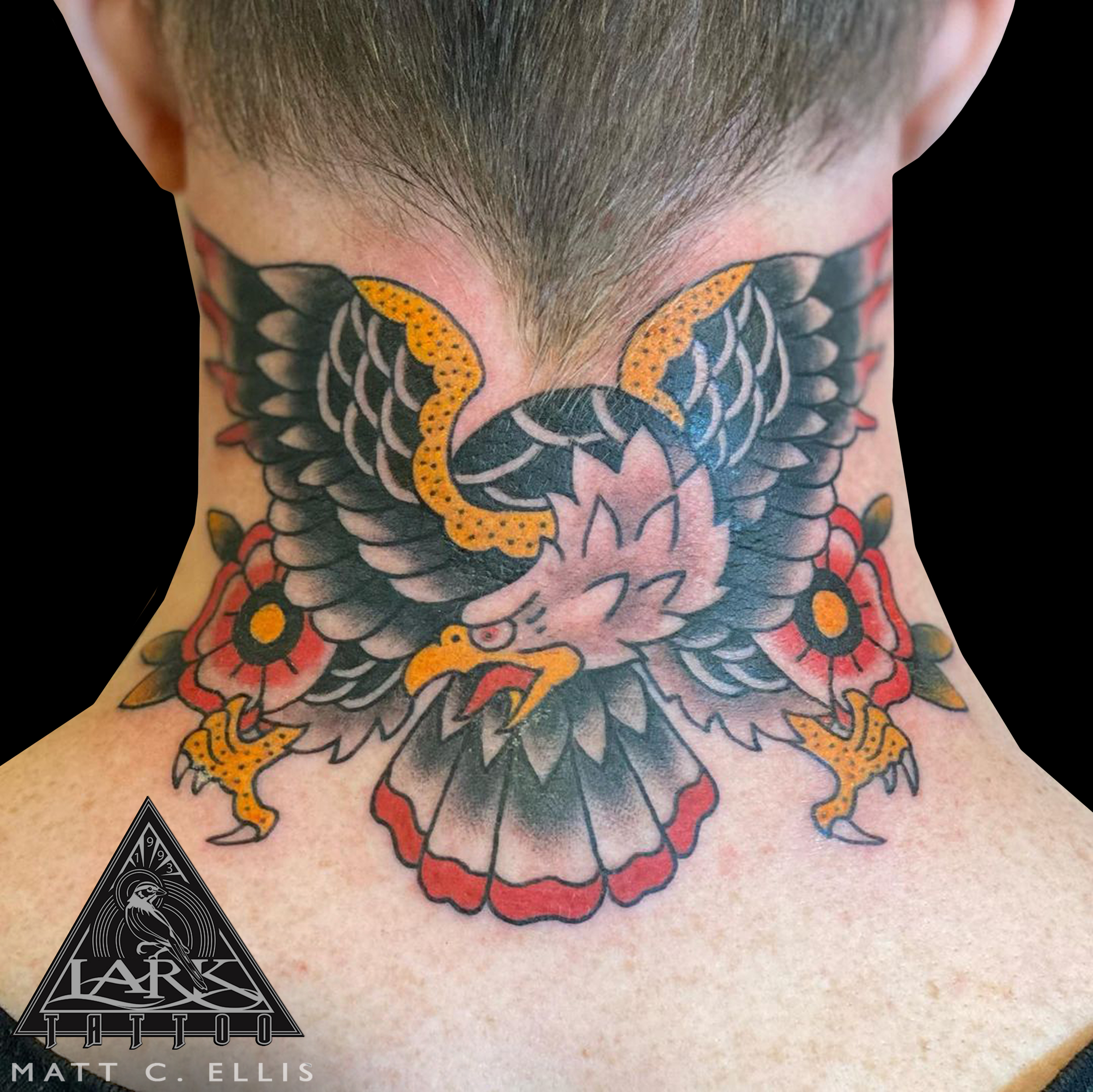 #LarkTattoo #MattEllis #MattEllisLarkTattoo #Tattoo #Tattoos #Eagle #EagleTattoo #ColorTattoo #TraditionalTattoo #AmericanTraditional #AmericanTraditionalTattoo #ColorTraditionalTattoo #ColorAmericanTraditionalTattoo #NeckTattoo #AmericanTraditionalEagleTattoo #FlowerTattoo #TattooArtist #Tattoist #Tattooer #LongIslandTattooArtist #LongIslandTattooer #LongIslandTattoo #TattooOfTheDay #Tat #Tats #Tatts #Tatted #Inked #Ink #TattooInk #AmazingInk #AmazingTattoo #BodyArt #LarkTattooWestbury #Westbury #LongIsland #NY #NewYork #USA #Art #Tattedup #InkedUp #LarkTattoos