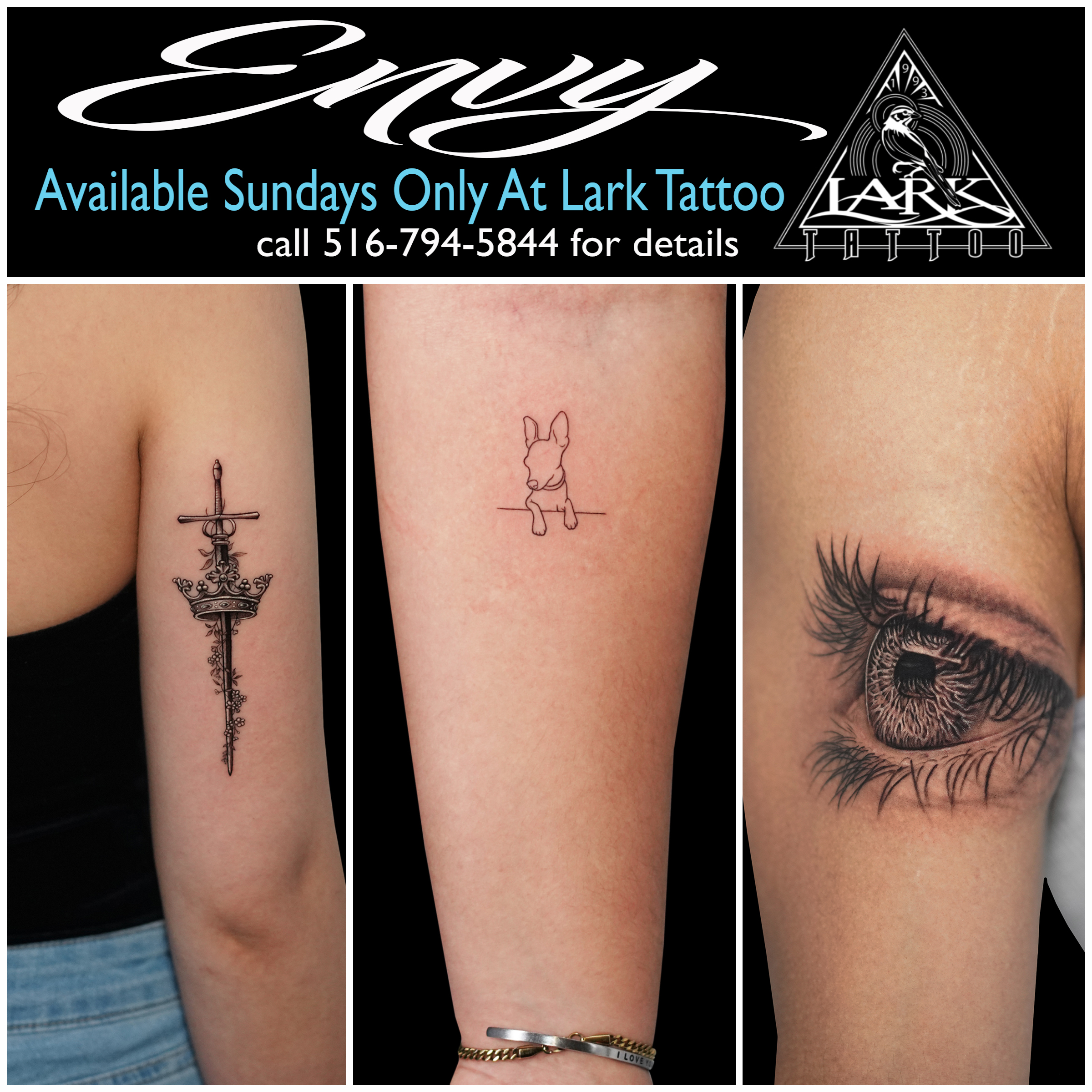 Lark Tattoo proudly welcomes Envy to the Lark Family. - -