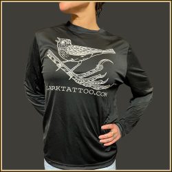 $15.00: long sleeve performance shirt, Lark's lark on a lark design