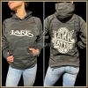 $40.00: WOMEN'S FIT, pull-over BLK camo hoodie, “LARK” and scroll - Image 3
