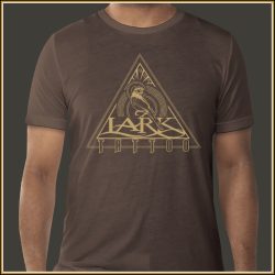 $15.00: UNISEX - GLD Triangle Logo On Soft Tri-Blend BRWN Shirt