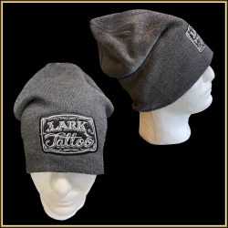 $25.00: Country Logo Knit Beanie, charcoal heather gray, with embroidery